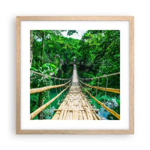 Poster in einem Rahmen aus heller Eiche - Monkey Bridge über das Grün - 40x40 cm