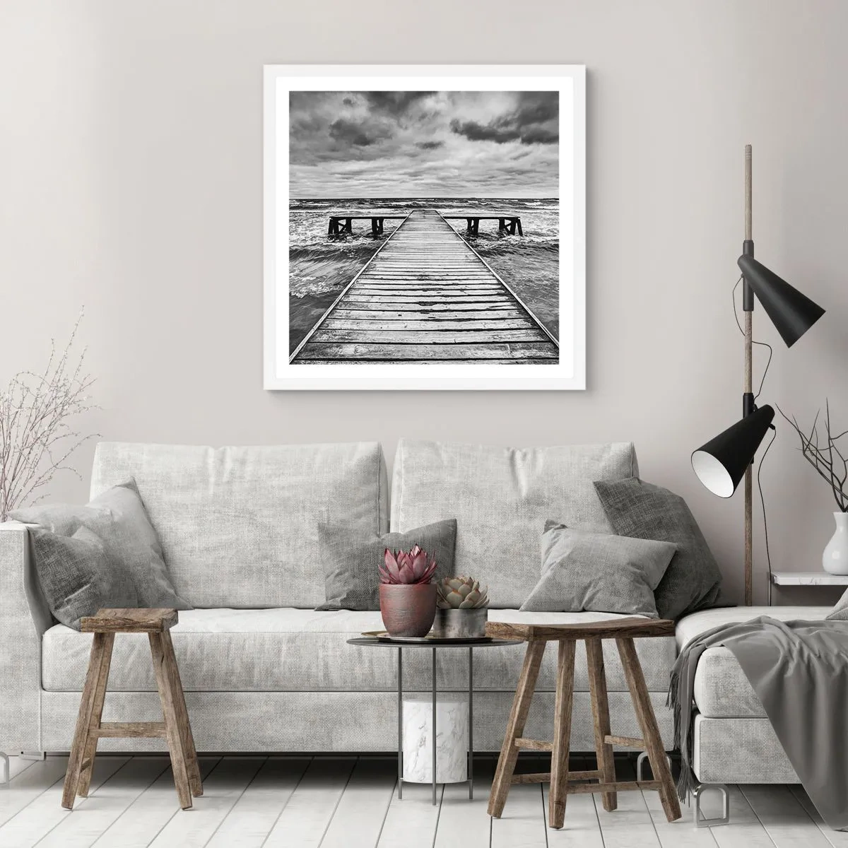 Poster in einem weißen Rahmen - Ich warte darauf, dass der Wind wegjagt... - 40x40 cm