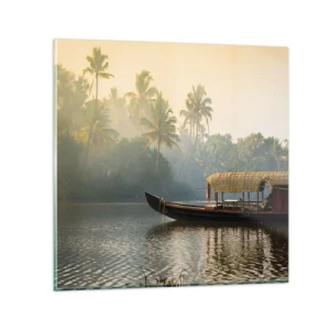 Glasbild - Bild auf glas - Haus am Fluss - 70x70 cm