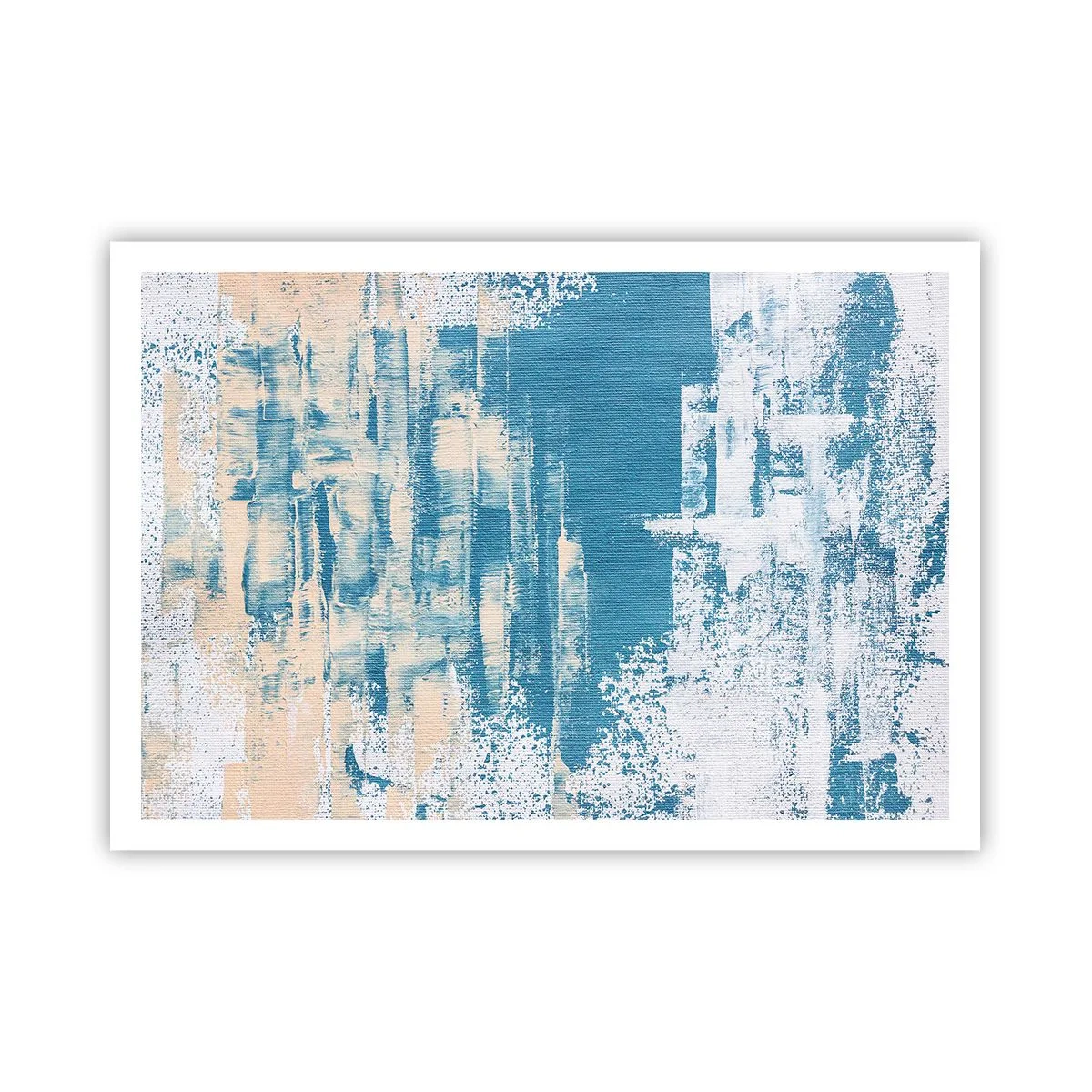 Poster - Abstrakte Komposition in Blau- und Weißtönen - 100x70cm - Durch einen Eiszapfen - Moderne Wanddekoration für Wohnzimmer und Schlafzimmer ARTTOR