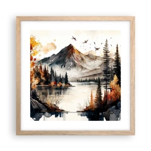 Poster in einem Rahmen aus heller Eiche - Goldener Herbst in den Bergen - 40x40 cm