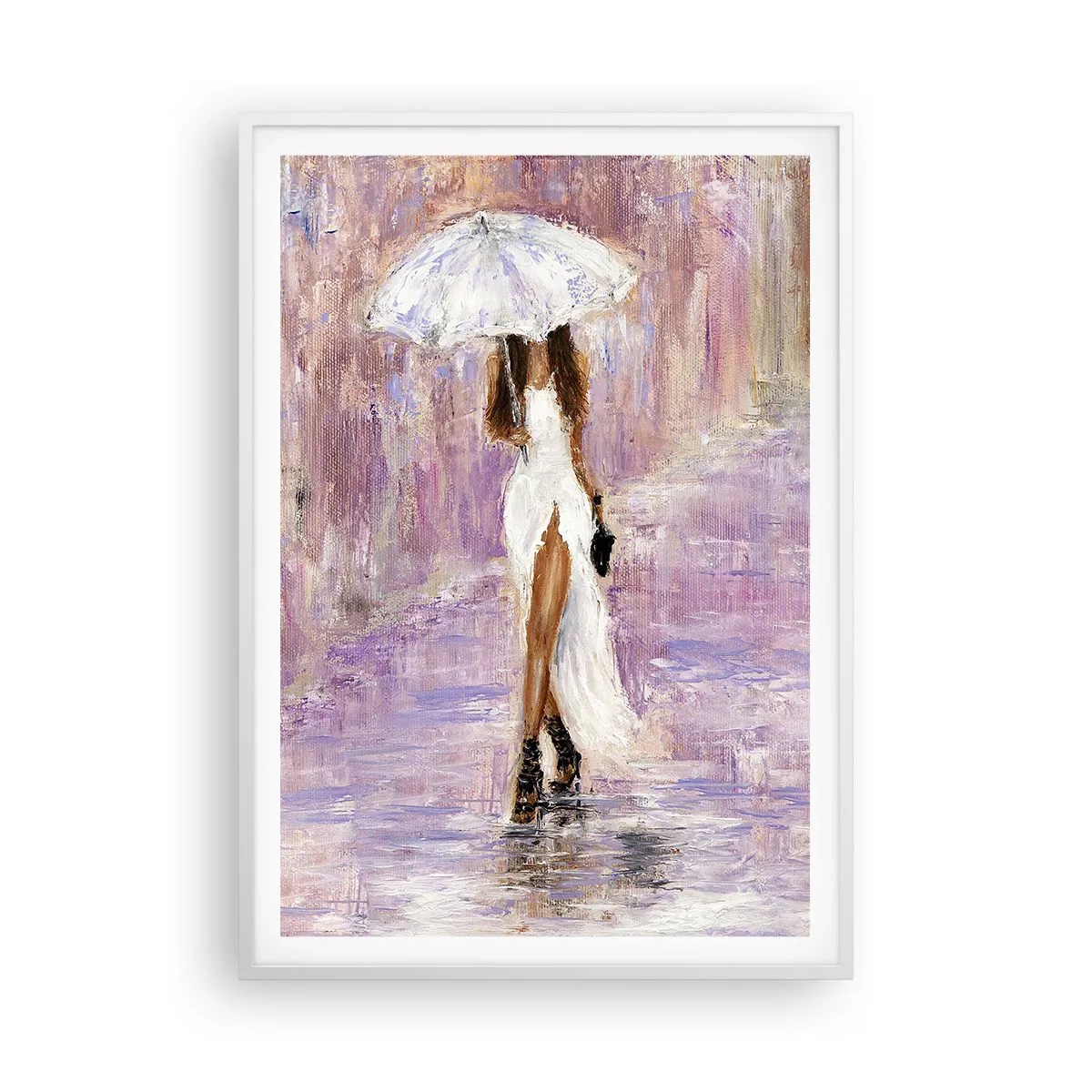 Poster in einem weißen Rahmen - Im lila Regen - 70x100 cm