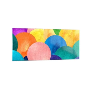 Glasbild - Bild auf glas - Bunte Kreise im Aquarellstil - 120x50cm - Die ursprüngliche Fülle des Lebens - Moderne Wanddekoration für Wohnzimmer und Schlafzimmer ARTTOR