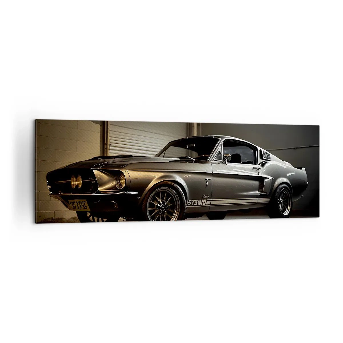 Bild auf Leinwand - Leinwandbild - Oldtimer in Retro-Garage - 160x50cm - Zurück in die Vergangenheit - Moderne Wanddekoration für Wohnzimmer und Schlafzimmer ARTTOR