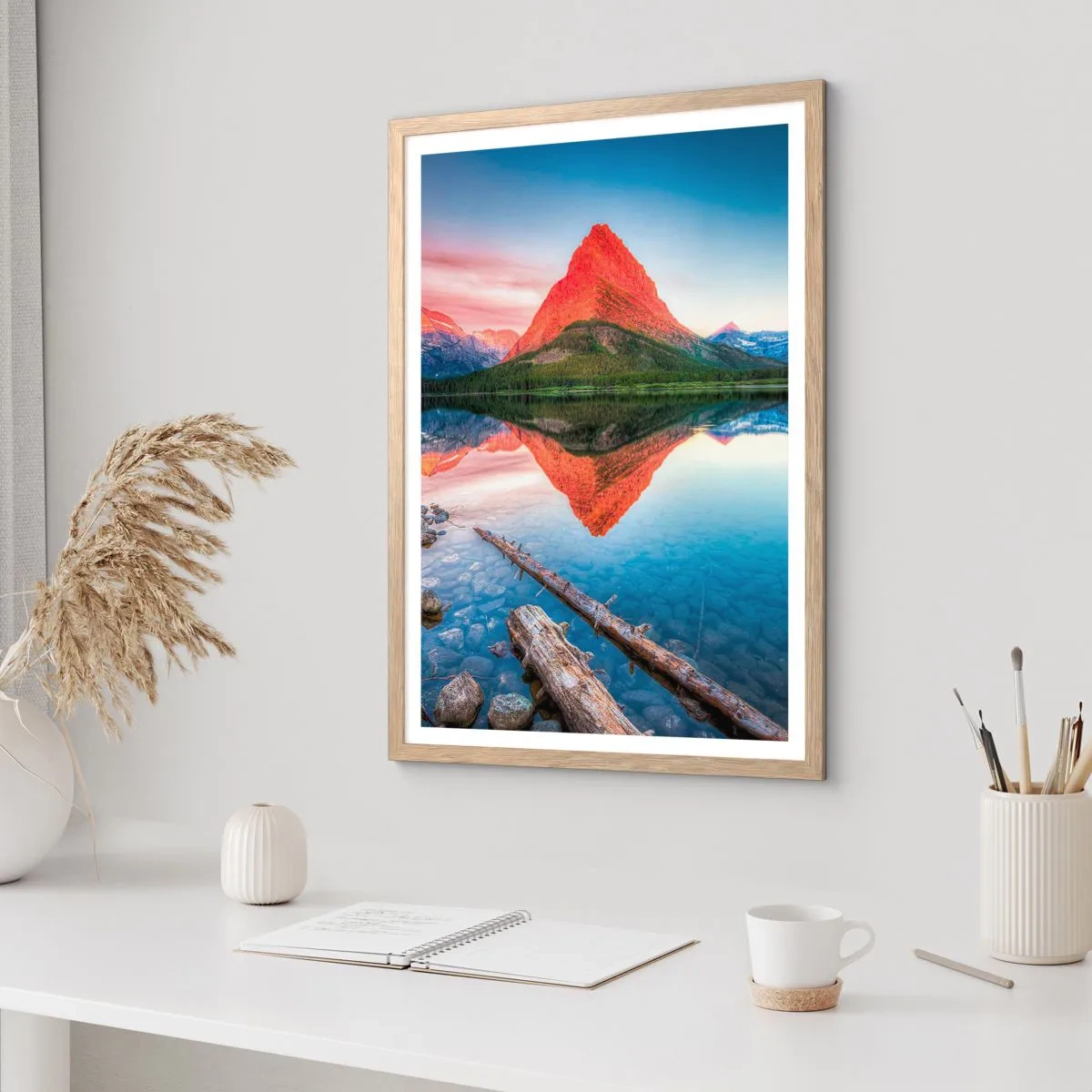 Poster in einem Rahmen aus heller Eiche - Hitze und Kälte - 70x100 cm