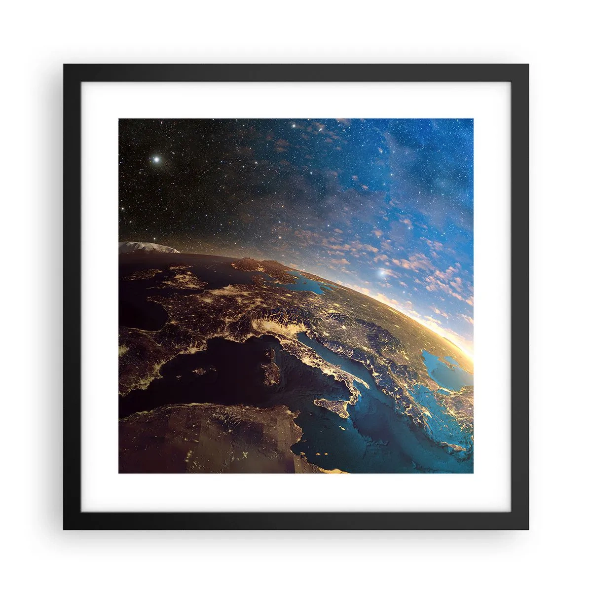 Poster in einem schwarzem Rahmen - Schauen wir uns aus der Ferne an - 40x40 cm