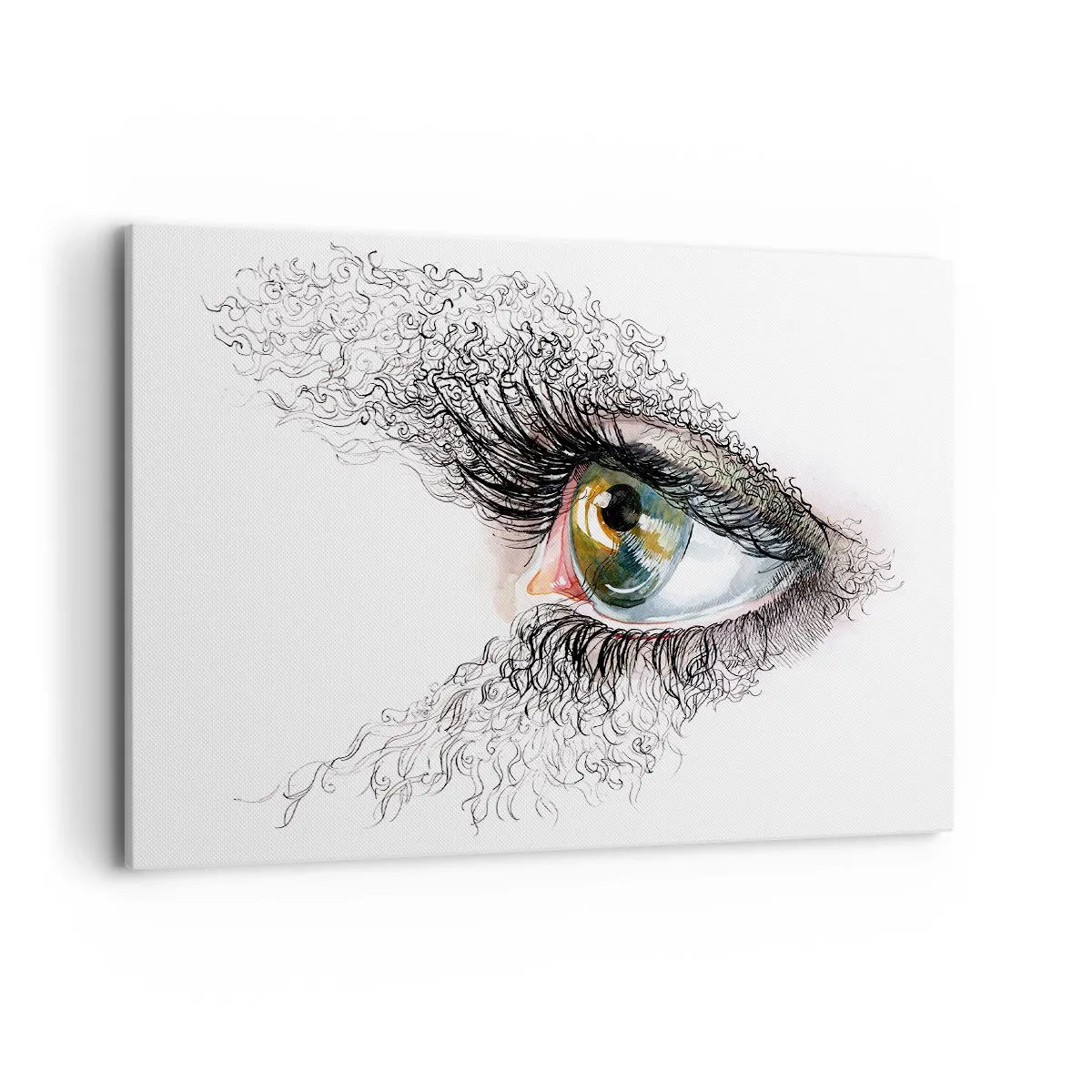 Bild auf Leinwand - Leinwandbild - Ein künstlerisches Auge mit gelbgrüner Iris und komplizierten Details. - 100x70cm - Schau direkt in die Seele - Moderne Wanddekoration für Wohnzimmer und Schlafzimmer ARTTOR