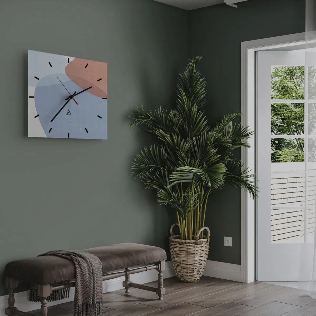 Wanduhr - Glasuhr - Pastellbeziehungen - 30x30 cm