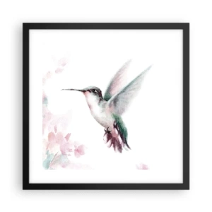 Poster in einem schwarzem Rahmen - Im Flattern gehalten - 40x40 cm