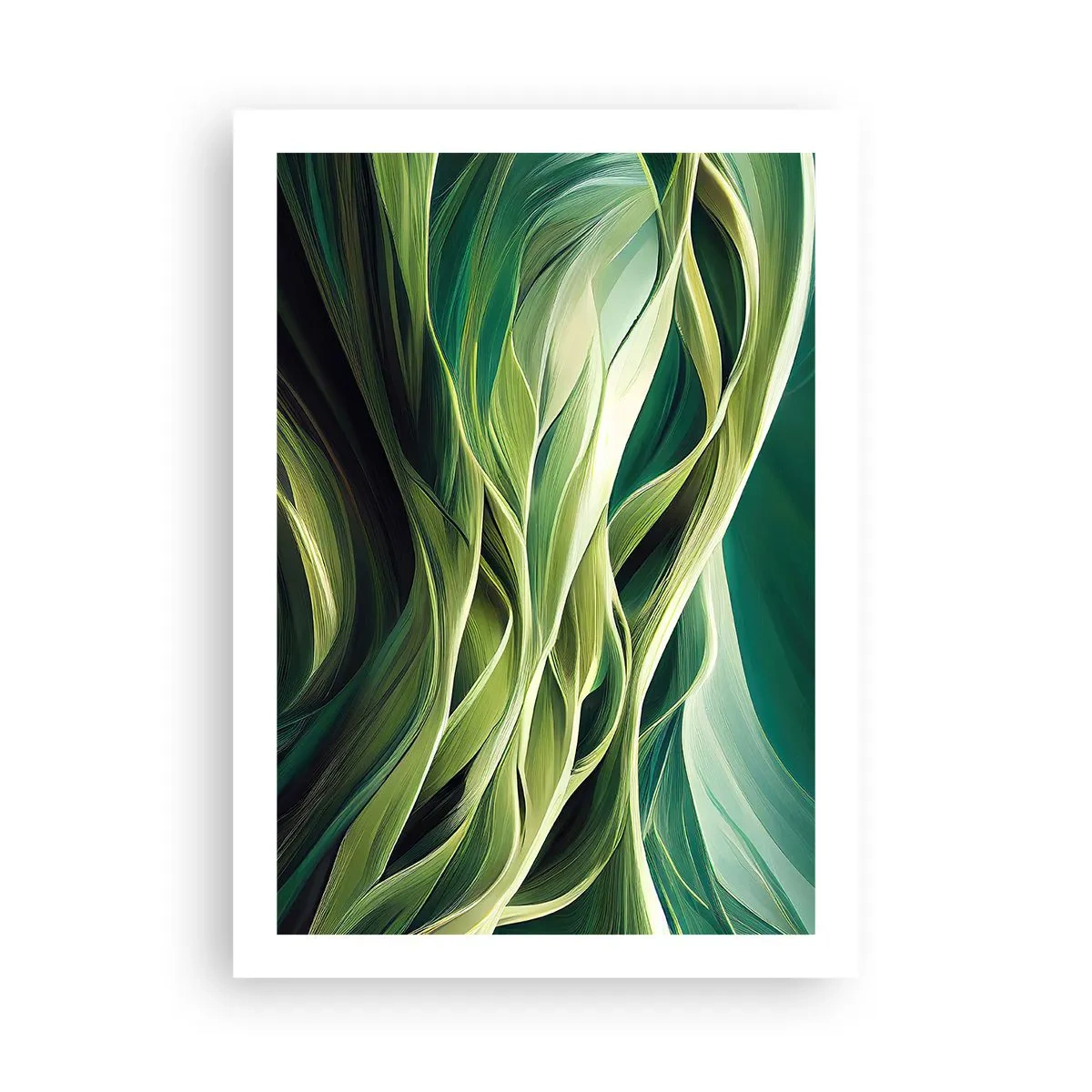 Poster - Eine abstrakte Komposition aus organischen, grünen Formen. - 50x70cm - Abstraktes grünes Spiel - Moderne Wanddekoration für Wohnzimmer und Schlafzimmer ARTTOR