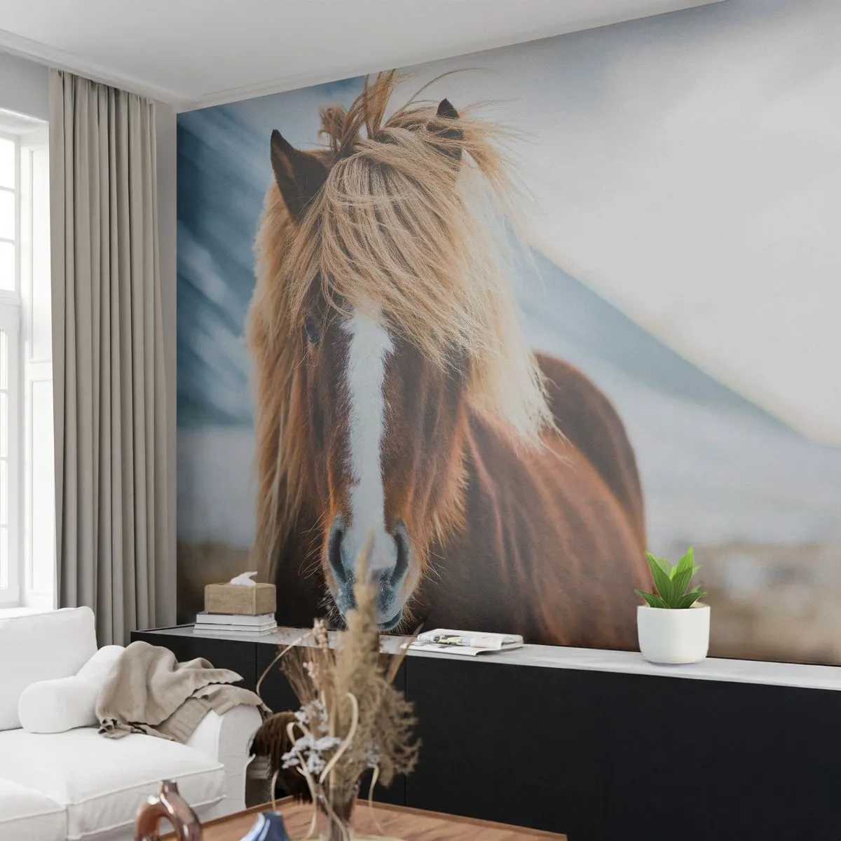 Fototapete Standard Eco - Spürst du die Freiheit? - Pferd, Natur, Tiere - 300x210 cm