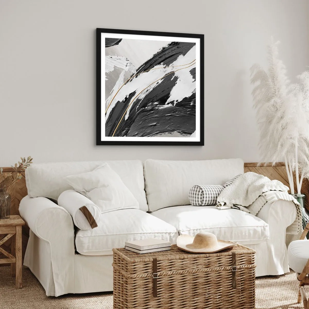 Poster in einem schwarzem Rahmen - Abstraktion in großem Stil - 40x40 cm