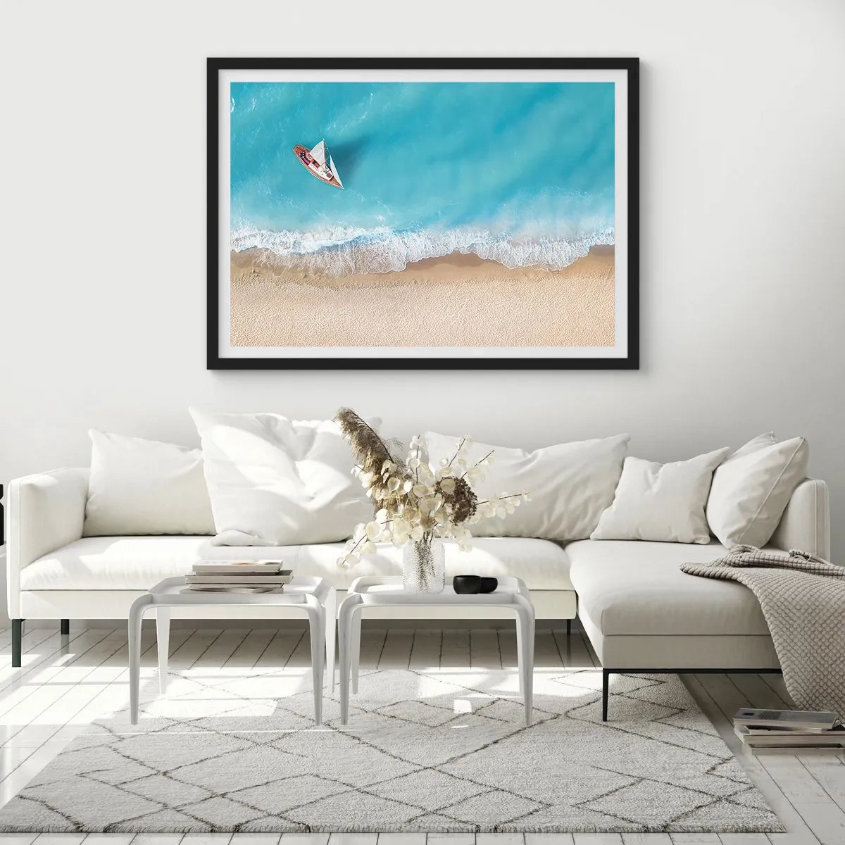 Poster in einem schwarzem Rahmen - An der Grenze von Blau und Gold - 40x30 cm