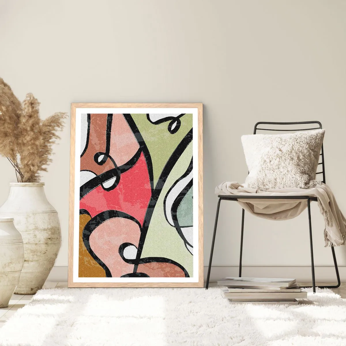 Poster in einem Rahmen aus heller Eiche - Pirouetten unter Farben - 30x40 cm