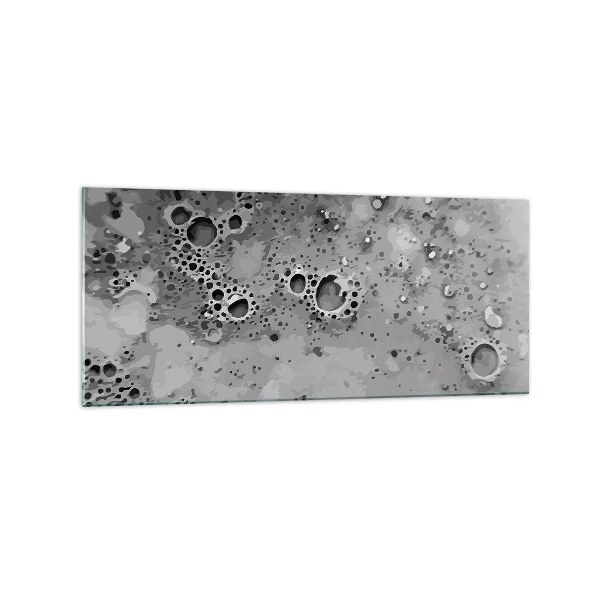 Glasbild - Bild auf glas - Abstraktes schwarz-weißes Blasenmuster - 120x50cm - Wie eine Mondlandschaft - Moderne Wanddekoration für Wohnzimmer und Schlafzimmer ARTTOR