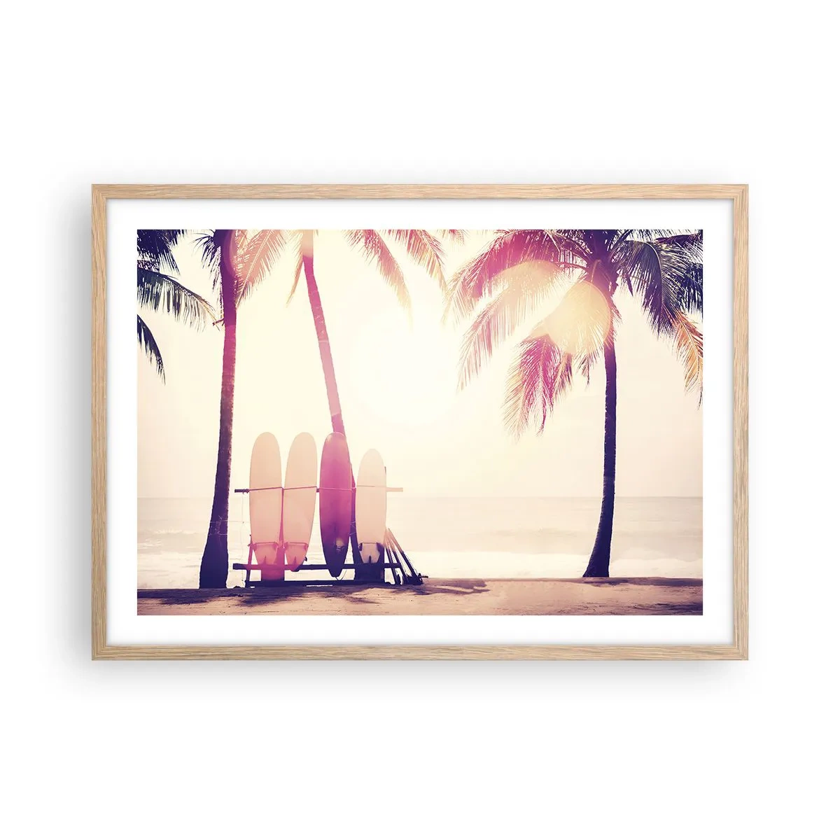 Poster in einem Rahmen aus heller Eiche - Es wird ein toller Tag - 70x50 cm