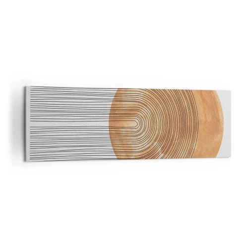 Bild auf Leinwand - Leinwandbild - Geometrische Komposition mit Kreisen und Linien in warmen Farben. - 160x50cm - SonnenKomposition - Moderne Wanddekoration für Wohnzimmer und Schlafzimmer ARTTOR