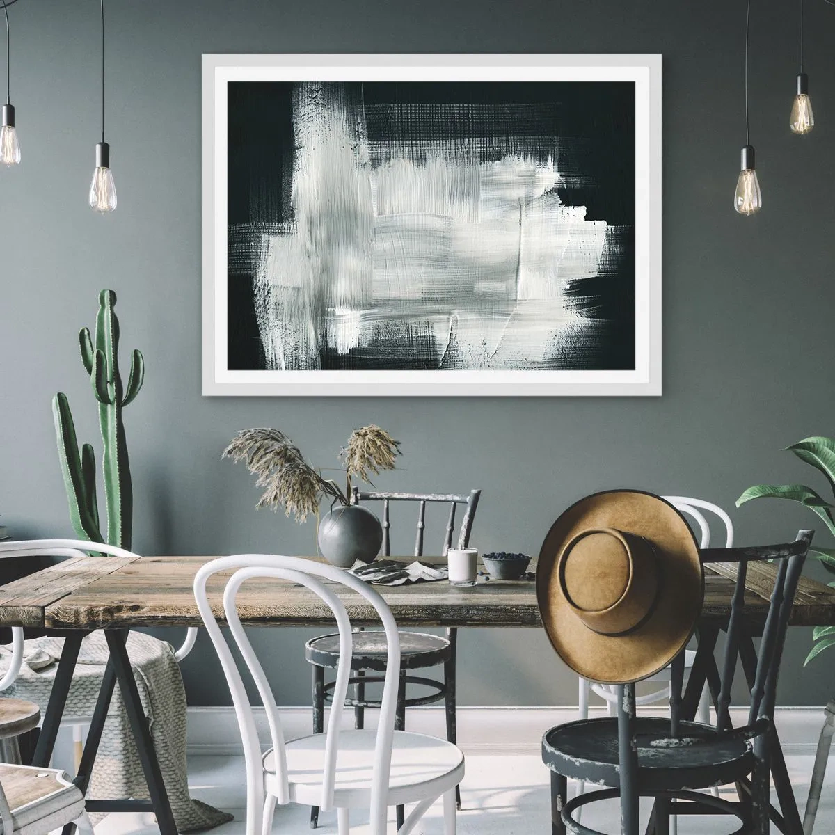 Poster in einem weißen Rahmen - Vertikal und horizontal gewebt - 91x61 cm