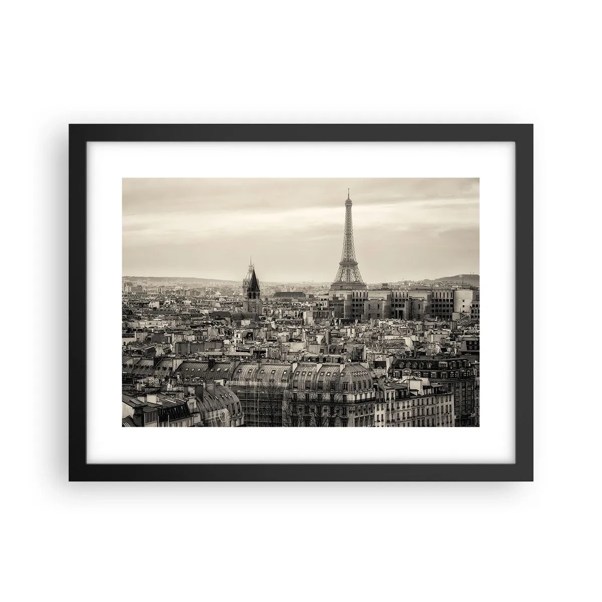 Poster in einem schwarzem Rahmen - Über den Dächern von Paris - 40x30 cm