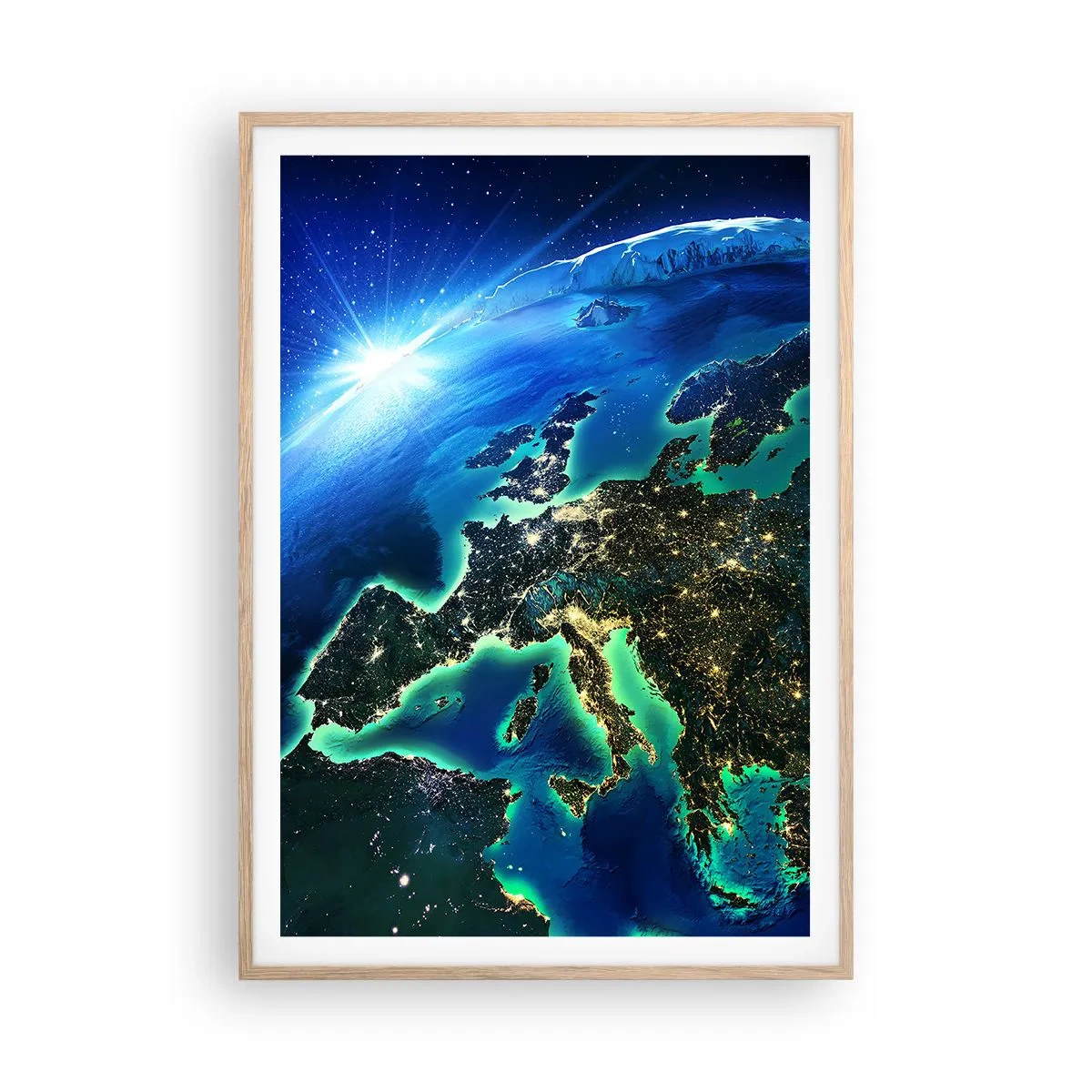 Poster in einem Rahmen aus heller Eiche - Funkelndes Europa - 70x100 cm