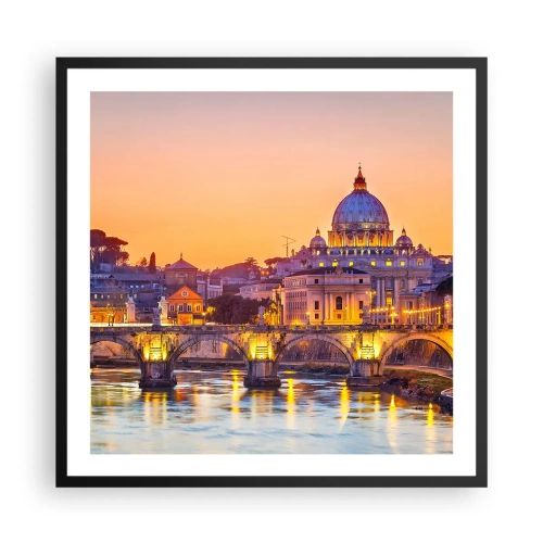 Poster in einem schwarzem Rahmen - Sonnenuntergang über der ewigen Stadt - 60x60 cm