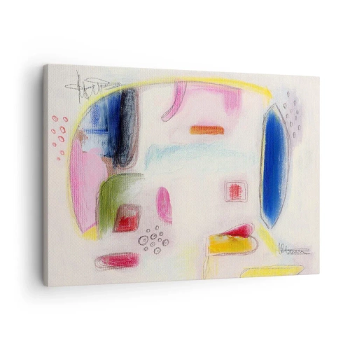 Bild auf Leinwand - Leinwandbild - Bunte abstrakte Formen auf hellem Hintergrund - 70x50cm - Eher konvex als konkav oder flach - Moderne Wanddekoration für Wohnzimmer und Schlafzimmer ARTTOR
