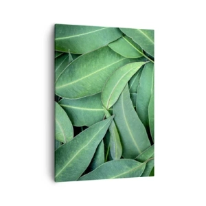 Bild auf Leinwand - Leinwandbild - Nahaufnahme von grünen Blättern, die ein natürliches Muster erzeugen - 50x70cm - Saftig und frisch - Moderne Wanddekoration für Wohnzimmer und Schlafzimmer ARTTOR