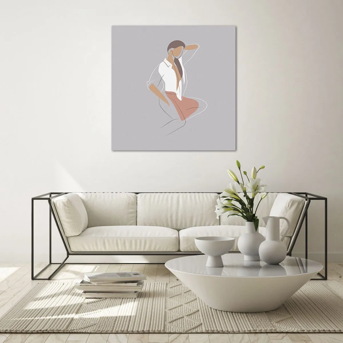 Glasbild - Bild auf glas - Umriss der Anmut - 70x70 cm