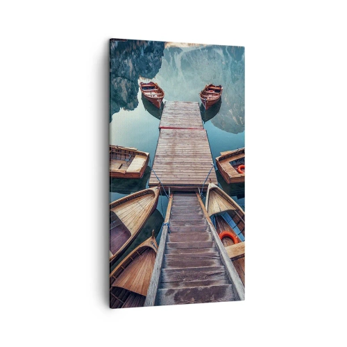 Bild auf Leinwand - Leinwandbild - Ich warte am Yachthafen - 45x80 cm
