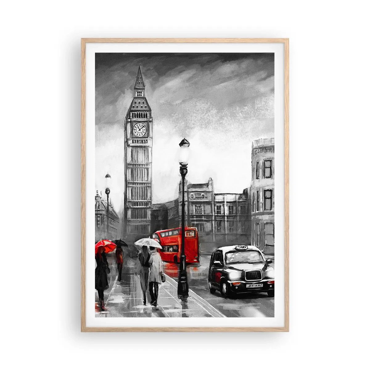 Poster in einem Rahmen aus heller Eiche - Gar keine graue Stadt - 70x100 cm