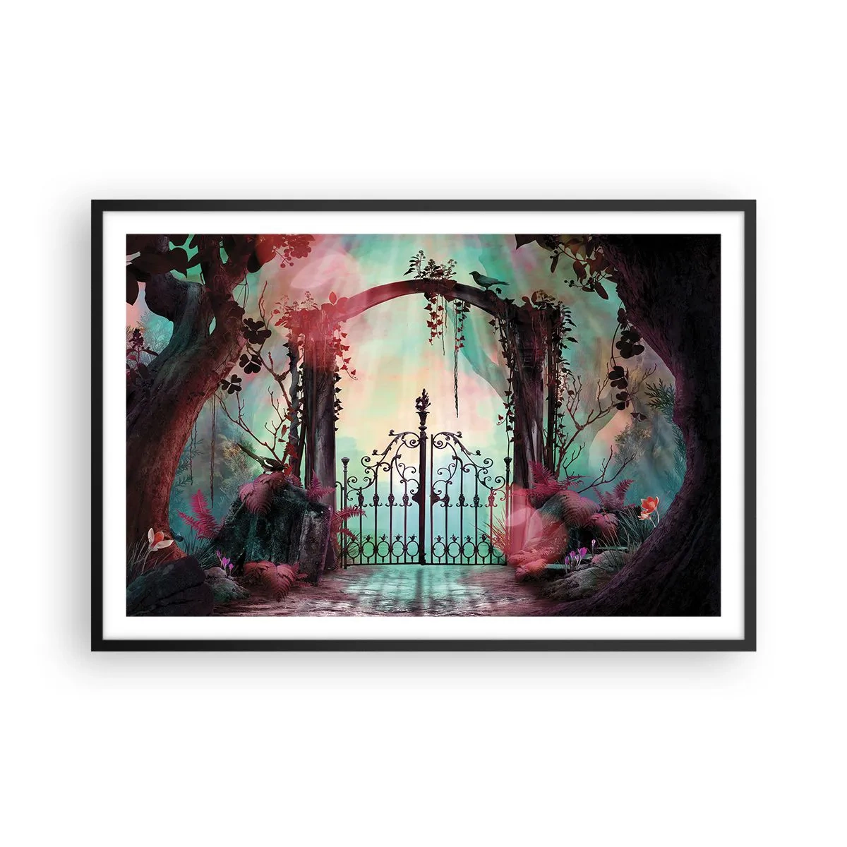 Poster in einem schwarzem Rahmen - Geheimer Garten - 91x61 cm