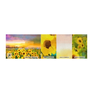 Fototapeten Muster Premium Canvas - Die Sonne selbst ist auf die Erde herabgestiegen - Sonnenblumenfeld, Sonnenblume, Natur - 100x30 cm