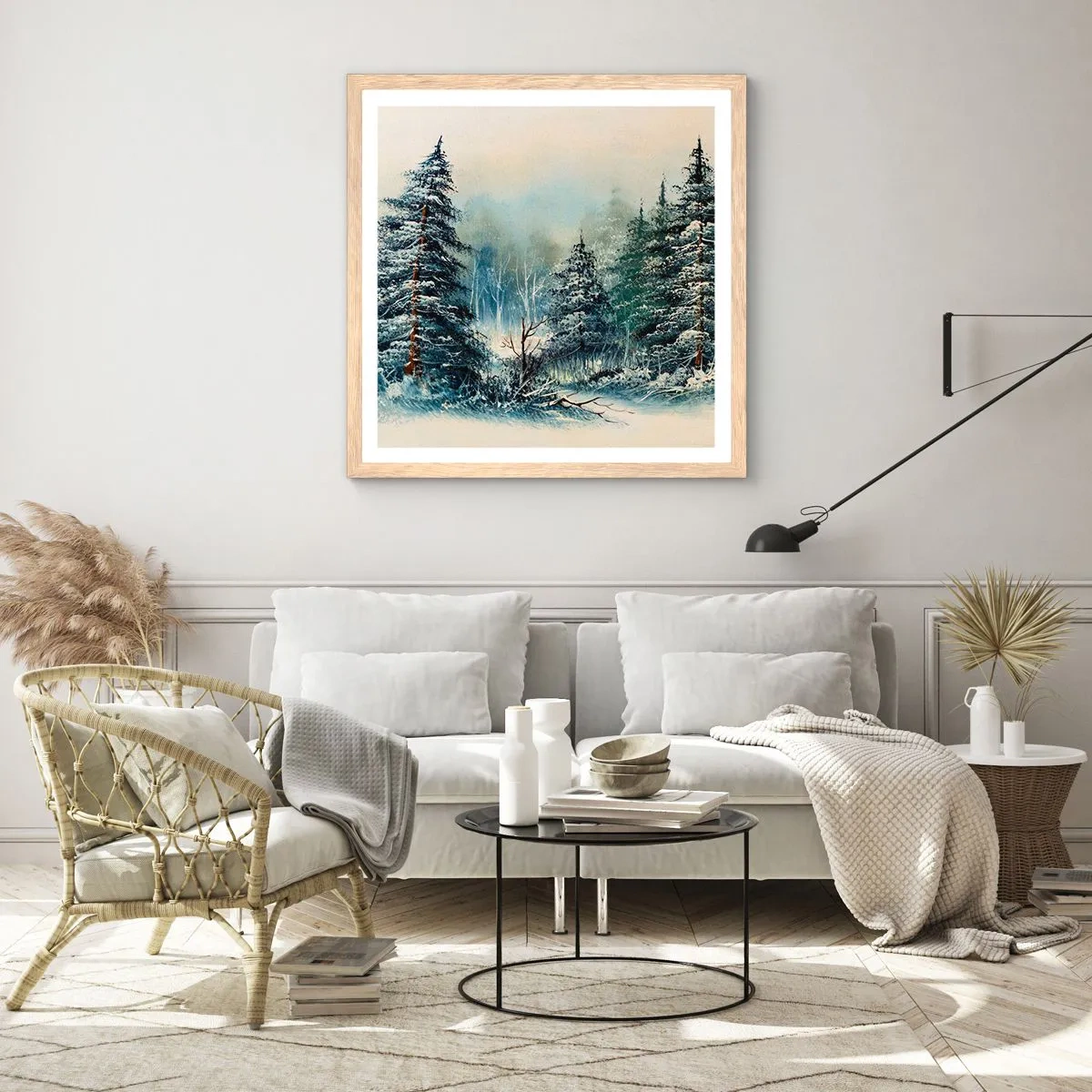 Poster in einem Rahmen aus heller Eiche - Bereit für Weihnachten - 60x60 cm