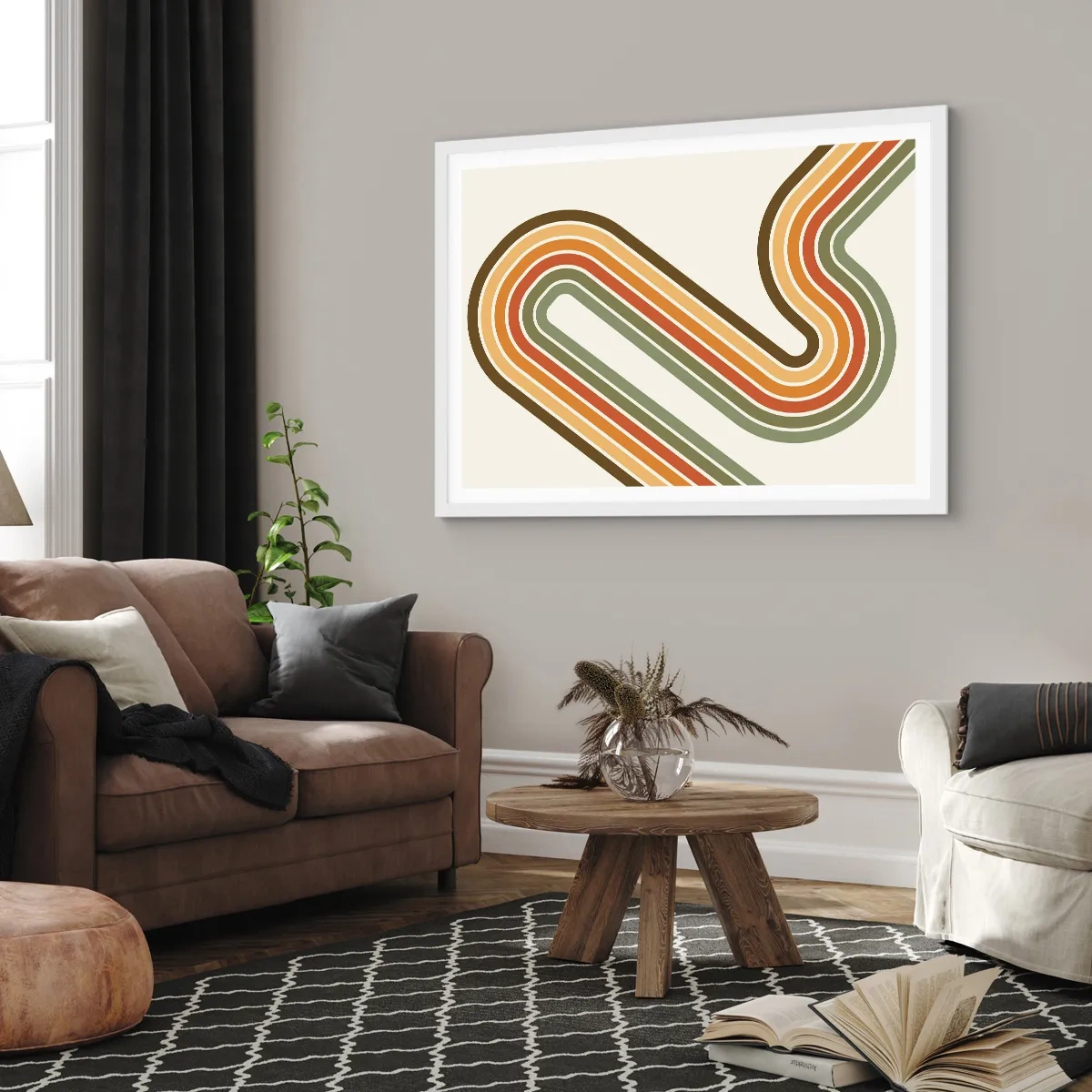 Poster in einem weißen Rahmen - Zickzack zum Ziel - 100x70 cm