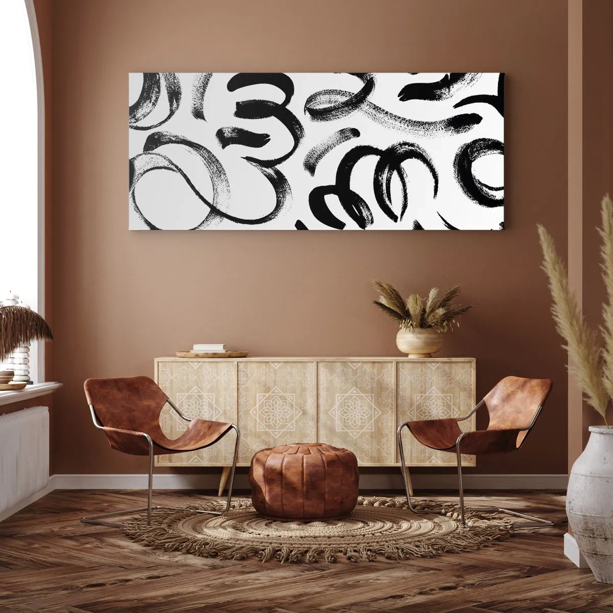 Bild auf Leinwand - Leinwandbild - Schwarz auf Weiß - 100x40 cm