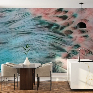 Fototapete Premium Canvas - Saphirrosa Daunen - Abstraktion, Stück, Vogelfedern - 250x175 cm