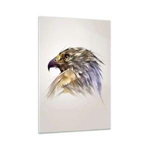 Glasbild - Bild auf glas - Künstlerisches Porträt eines Adlers in Pastelltönen - 70x100cm - Porträt eines Kriegers - Moderne Wanddekoration für Wohnzimmer und Schlafzimmer ARTTOR