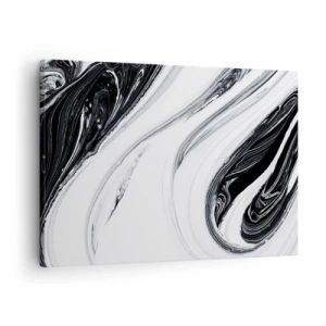 Bild auf Leinwand - Leinwandbild - Schwarz-Weiß-Abstraktion mit dynamischen Linien und Wirbeln - 70x50cm - Kombination aus Gegensätzen - Moderne Wanddekoration für Wohnzimmer und Schlafzimmer ARTTOR