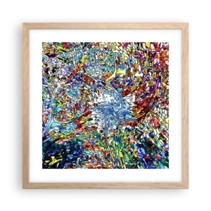 Poster in einem Rahmen aus heller Eiche - Glasmalerei Wassertropfen - 40x40 cm