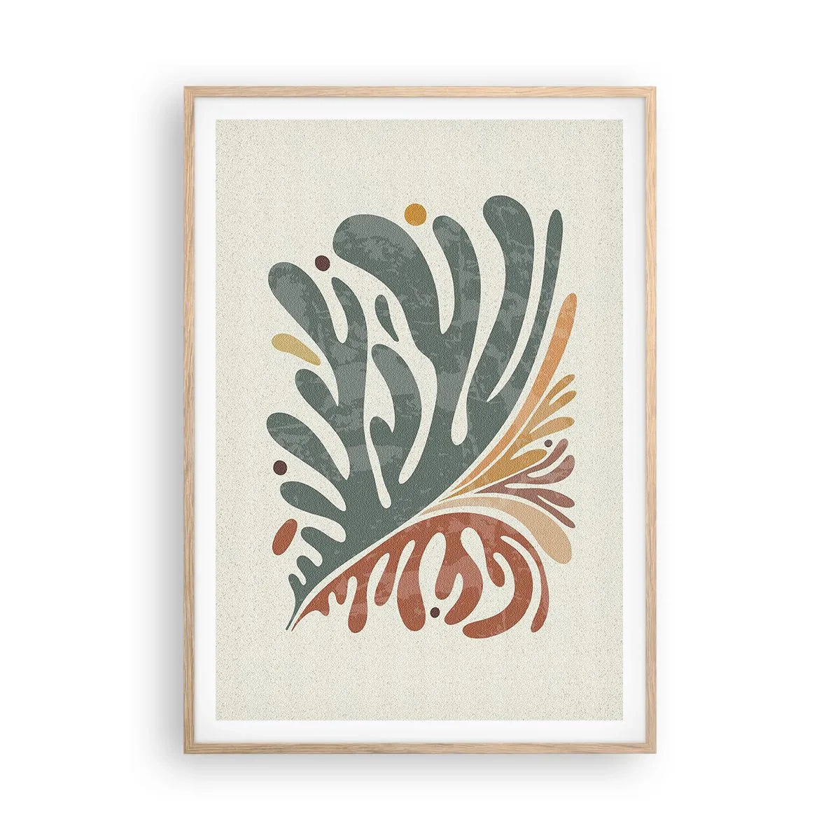 Poster in einem Rahmen aus heller Eiche - Mehrfarbiges Blatt - 70x100 cm