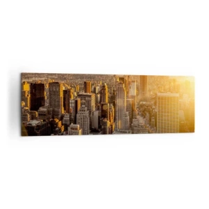 Bild auf Leinwand - Leinwandbild - Skyline von New York City bei Sonnenuntergang mit Blick auf das Empire State Building - 160x50cm - In der Sonne wachsen - Moderne Wanddekoration für Wohnzimmer und Schlafzimmer ARTTOR