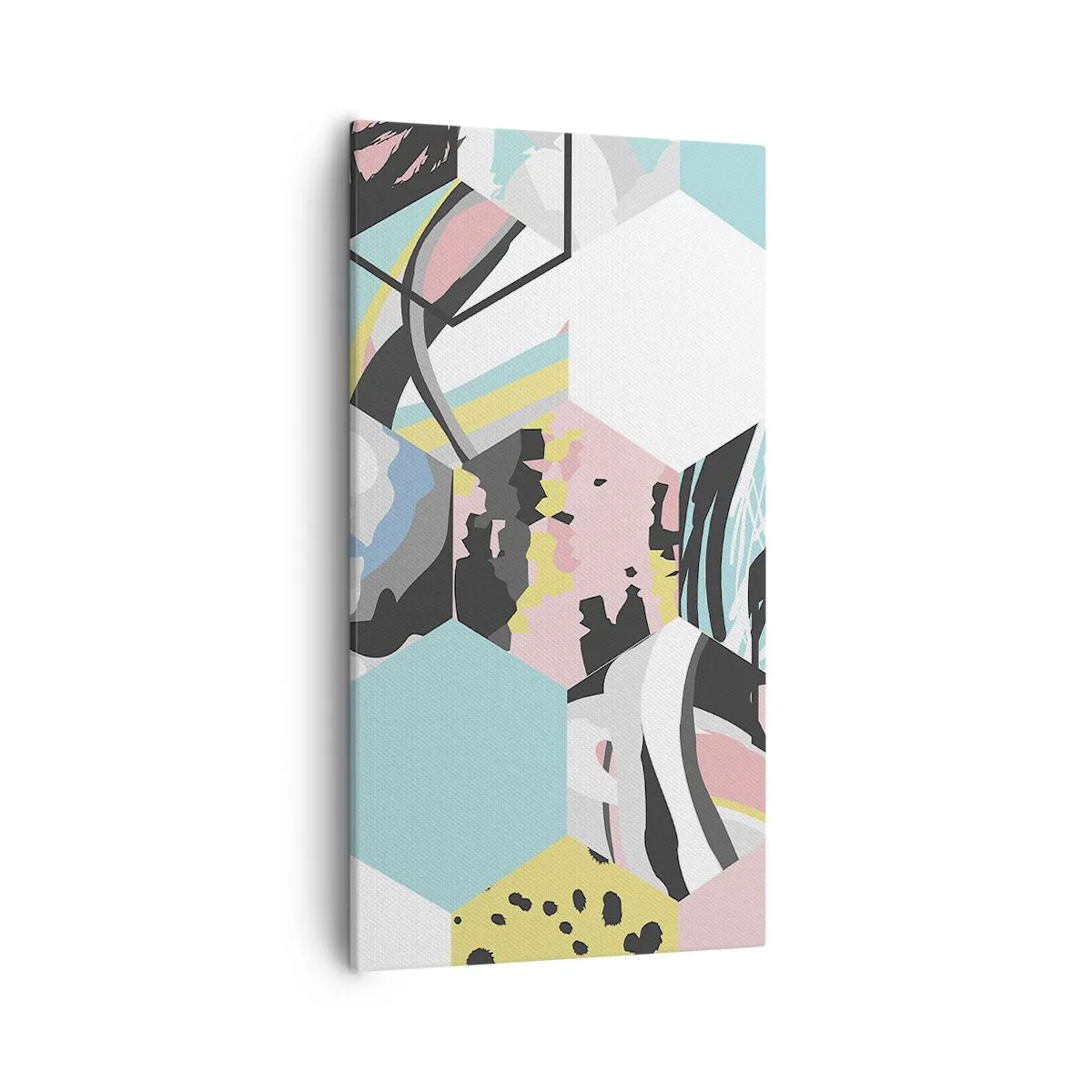 Bild auf Leinwand - Leinwandbild - Sechsecke und Würfel in sechs Farben - 55x100 cm