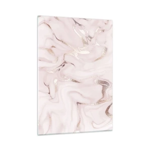 Glasbild - Bild auf glas - Abstraktes Marmormuster in Roségold - 50x70cm - In einem rosa Schal - Moderne Wanddekoration für Wohnzimmer und Schlafzimmer ARTTOR