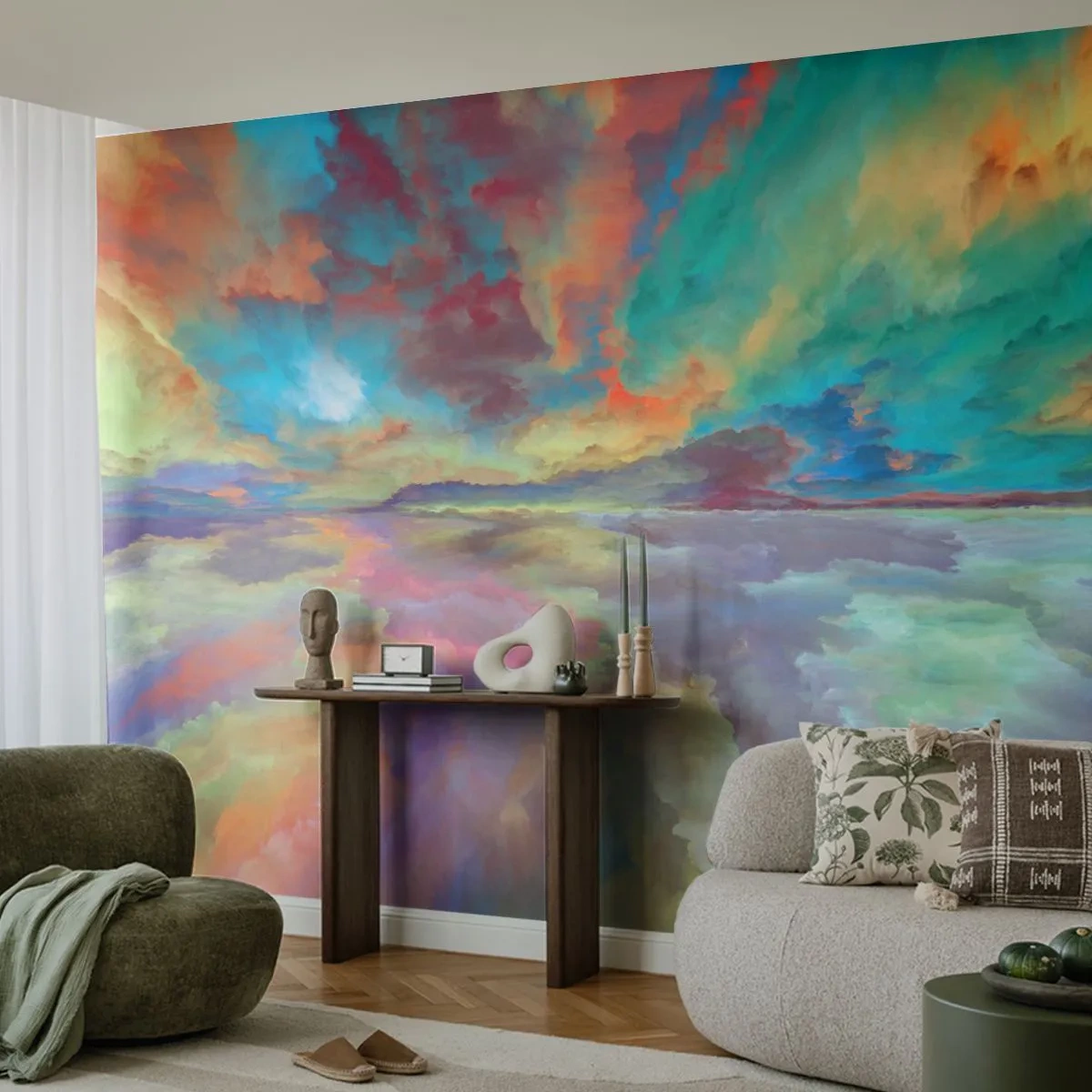 Selbstklebende Fototapete Deluxe Sticker - Zwei Himmel - Abstraktion, Stück, Surrealismus - 350x256 cm