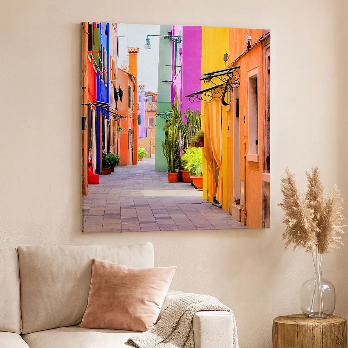 Bild auf Leinwand - Leinwandbild - Regenbogengasse - 30x30 cm