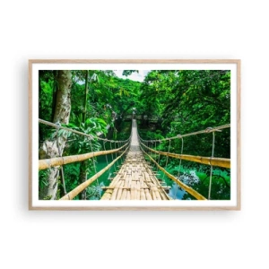 Poster in einem Rahmen aus heller Eiche - Monkey Bridge über das Grün - 100x70 cm