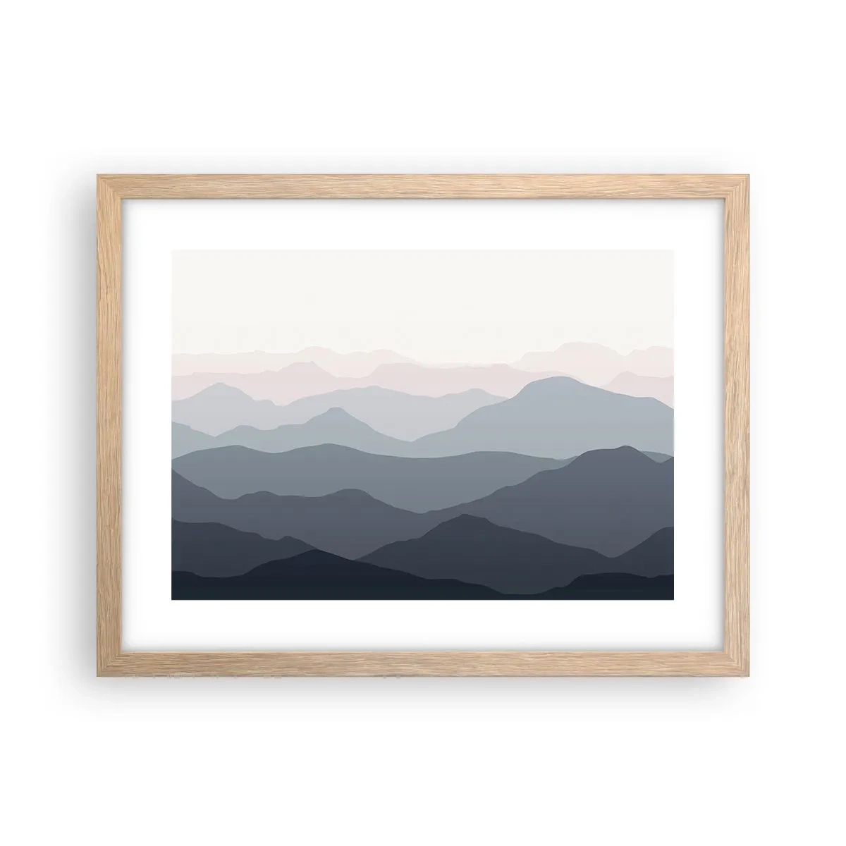 Poster in einem Rahmen aus heller Eiche - Wellen der Berge - 40x30 cm