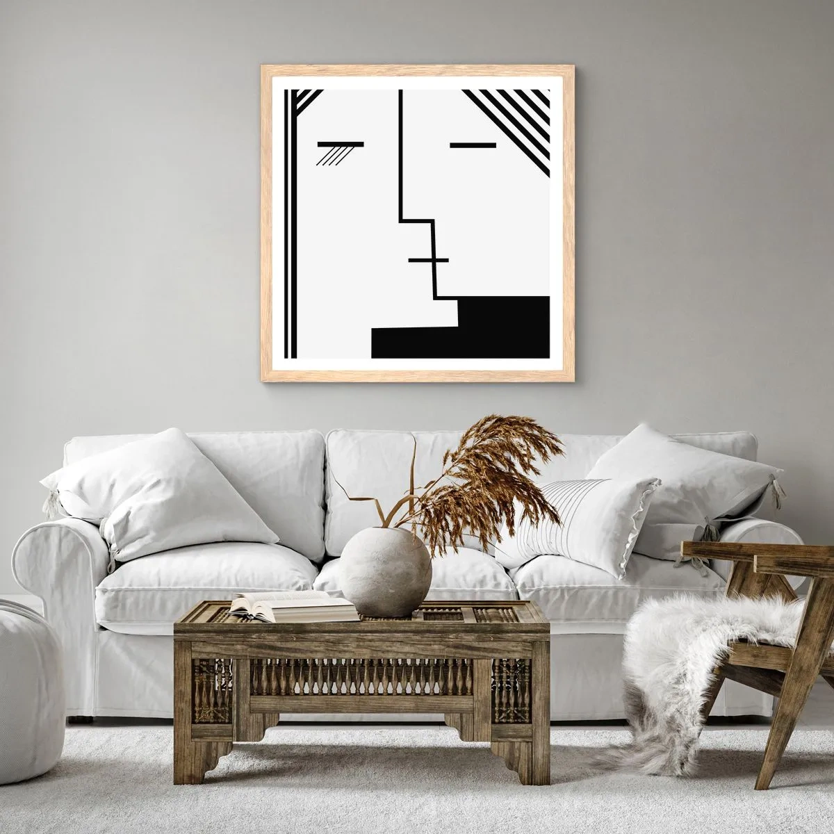 Poster in einem Rahmen aus heller Eiche - Einfach ein Kuss - 60x60 cm
