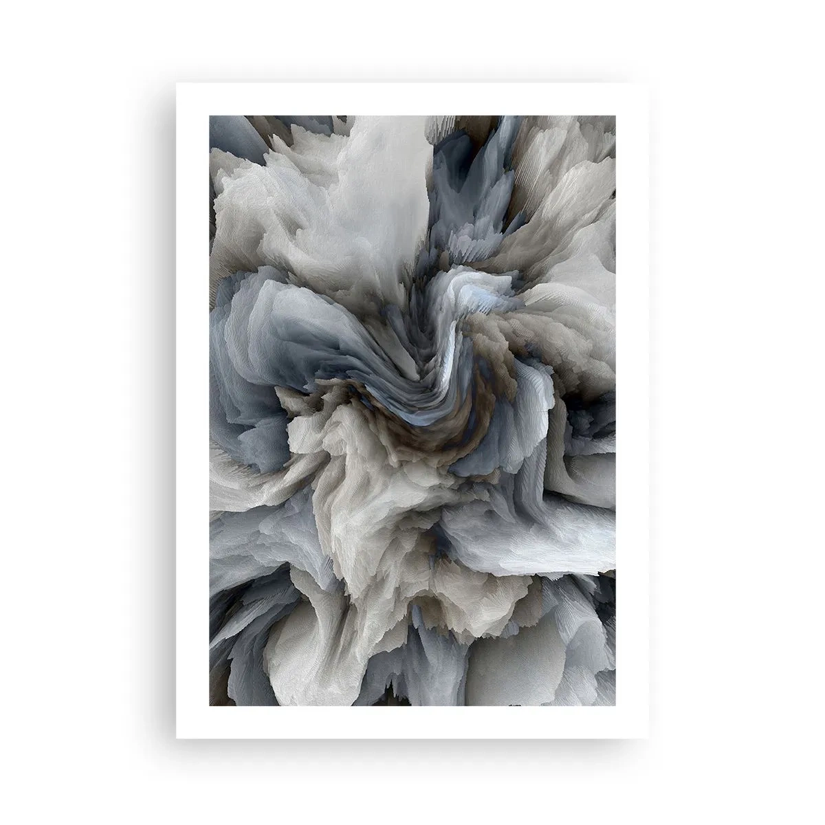 Poster - Eine abstrakte Farbexplosion in Grau- und Blautönen. - 50x70cm - Stein und Blume - Moderne Wanddekoration für Wohnzimmer und Schlafzimmer ARTTOR