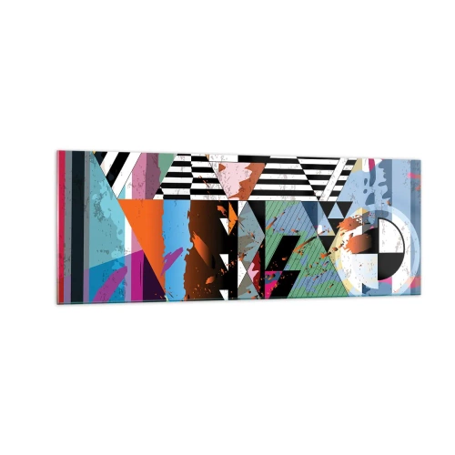 Glasbild - Bild auf glas - Abstrakte geometrische Komposition mit lebendigen Farben - 140x50cm - Geometrisch und organisch - Moderne Wanddekoration für Wohnzimmer und Schlafzimmer ARTTOR